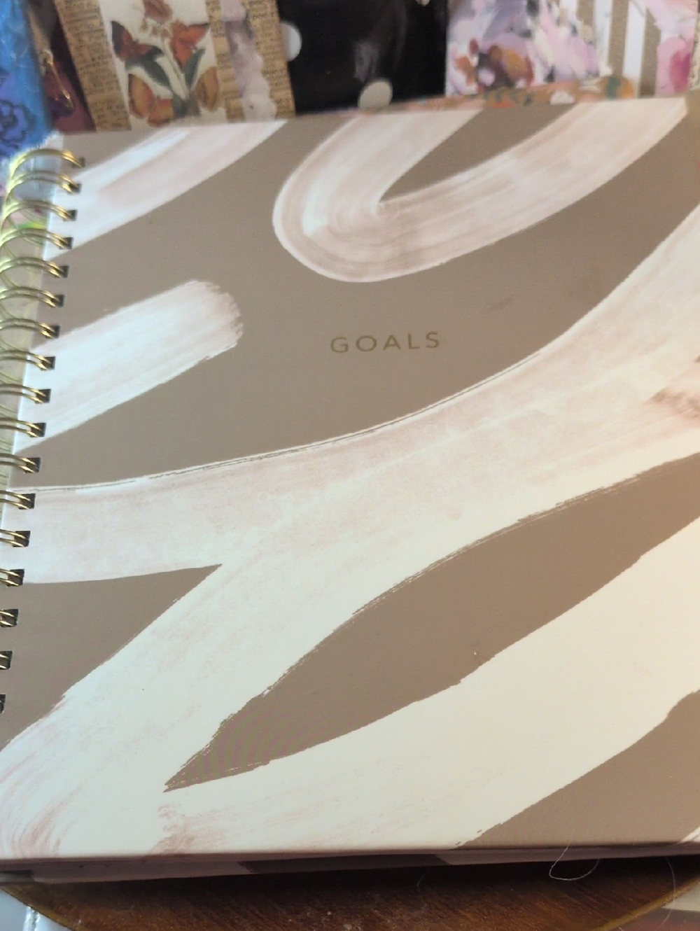 Goals Spiral Notebook - Neutral Taupe & Cream